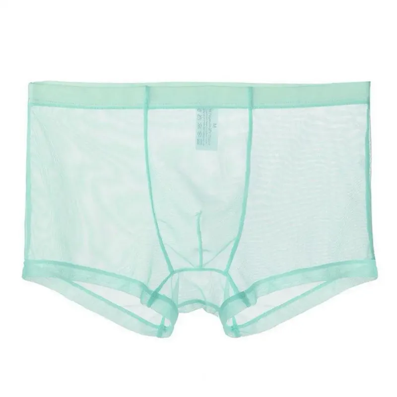 Transparent Boxers for Men See Through Male Underpants Sexy Mesh Low Waist Ice Silk Thin Cooling Men Panties Men Underwear — image 6