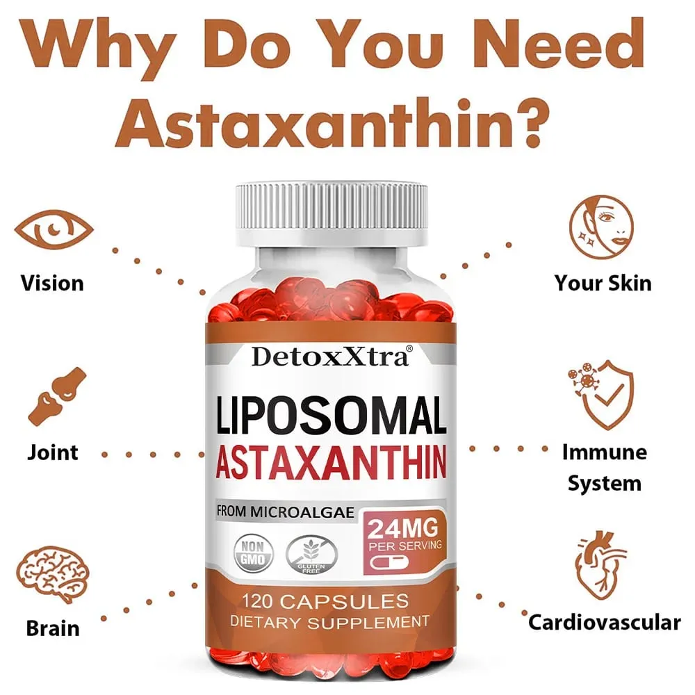 Liposomal Astaxanthin 24mg High Absorption Premium Antioxidant Supports Metabolism Eye Skin Joint & Immune Health Non-GMO — image 4