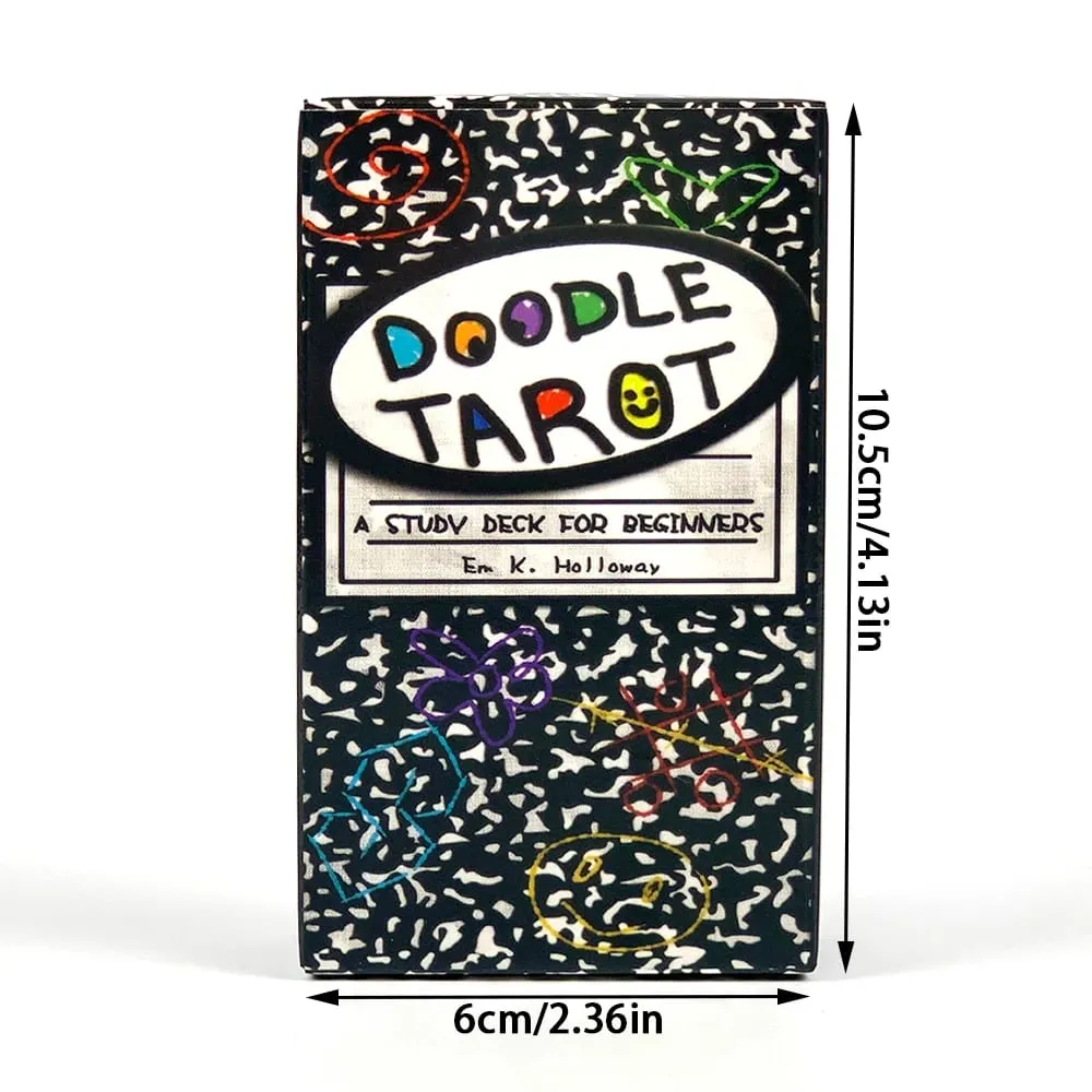 Doodle Cards Tarot 78 English Version Divination Borad Games Παιχνίδι καρτών Χαριτωμένο με χέρι για αρχάριους και πνευματική ανάγνωση