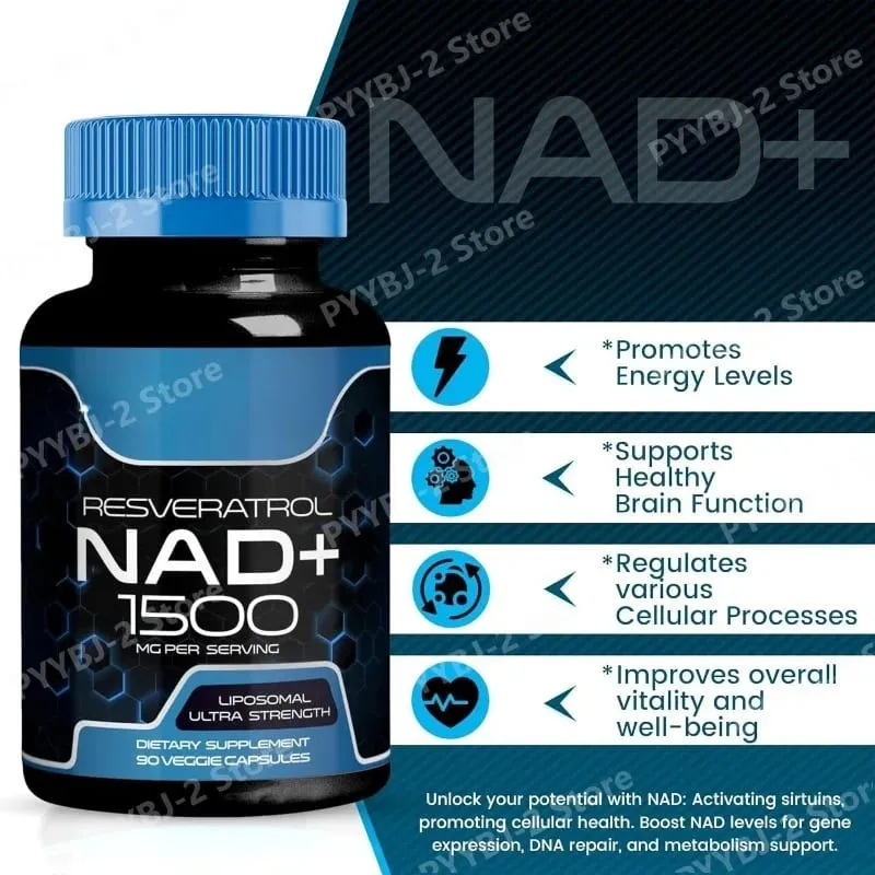 NAD+ Capsules with Resveratrol Herbal Antioxidant Supplement Support Cellular Health Energy & Anti Aging for Women Men 90pieces — image 2