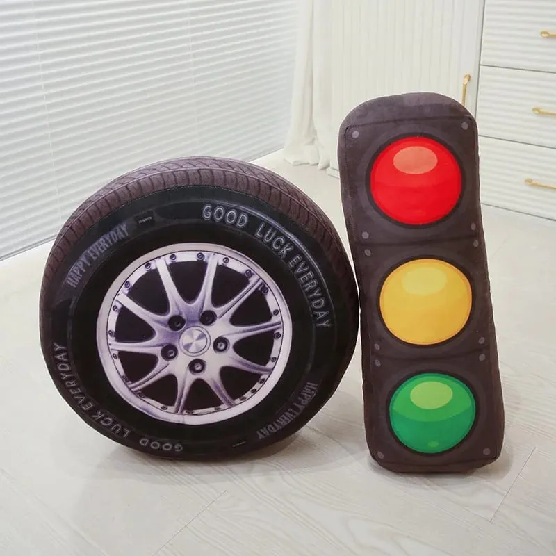 40 cm-es Traffic Light Series Párna Stop Traffic Light Roadblokk gumiabroncs Kreatív plüssjátékok Otthoni Gyerekeknek Fiúknak Ajándékok