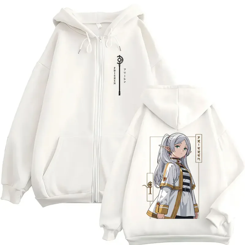 Anime Frieren: Beyond Journey's End Zipper Hoodies Herr Damkläder Mode Harajuku Zip Up Hooded Sweatshirts Jackor Kappor — image 3
