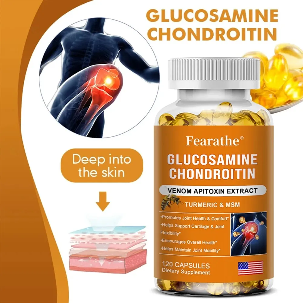 Glucosamine Chondroitin MSM and Turmeric Supplement - Support for Cartilage & Joint Health & Flexibility Non-GMO Capsules — image 2