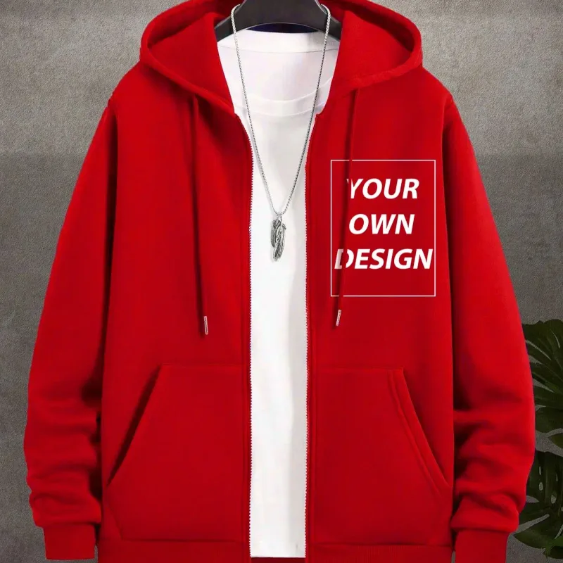 Sweat à capuche à fermeture éclair pour hommes, personnalisé, imprimé personnalisé, mode décontractée, manteau ample pour jeunes, vêtements de sport de base sur le campus, haut de poche de rue, M-3XL