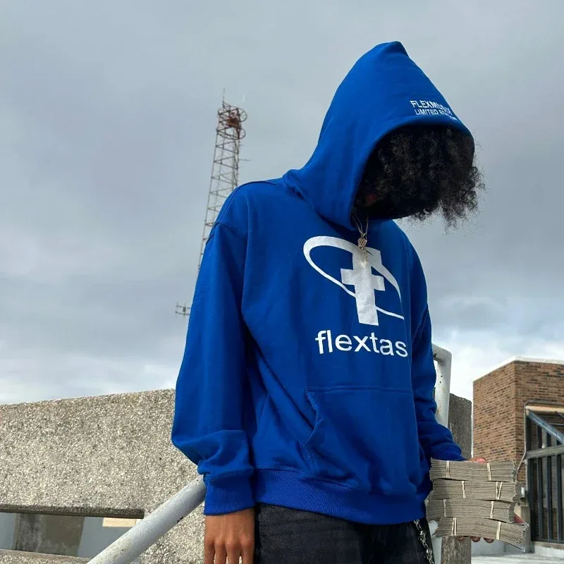 2000s Fashion Harajuku Hoodie Print Casual Gothic Klein Blue Streetwear Unisex New Trendy Hip Hop Sweatshirt Oversized Clothes — image 7