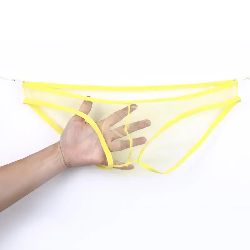 Men's Large Size Low Waist Mesh Briefs, Ultrathin Transparent Underwear, with U Convex Bag, Various Colors Available