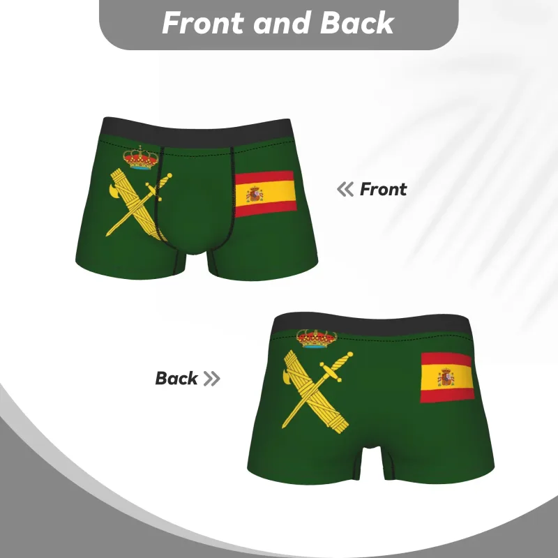 Flag of Spain Plus Emblem Civil Guard Men's Underwear Spanish Boxer Briefs Shorts Panties Funny Soft Underpants for Male S-XXL