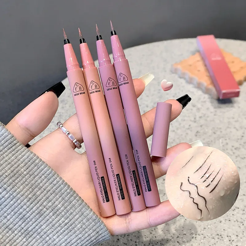 Αδιάβροχο Quick Dry Liquid Eyeliner Pen Ultra-fine Matte Black Brown Lasting Lying Silkworm Eyeliner Pencil Φυσικό Μακιγιάζ ματιών