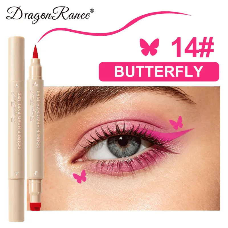 Colorful Liquid Stamp Eyeliner Red Star Heart Butterfly 2 in 1 Eye Liner Pencil Purple Pink Waterproof Eye Template Makeup Tool — image 23