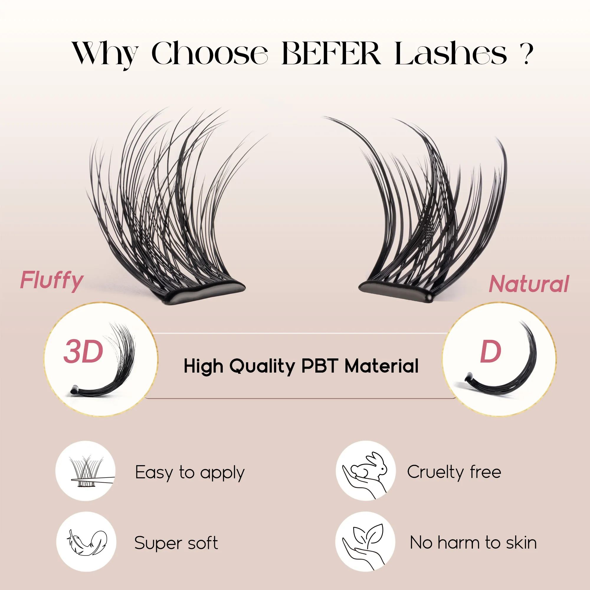 Befer Self-Adhesive Lash Clusters No-Glue Manga Eyelashes 120 Pcs Clusters Lashes Natural Makeup Fluffy False Eyelashes Supplier