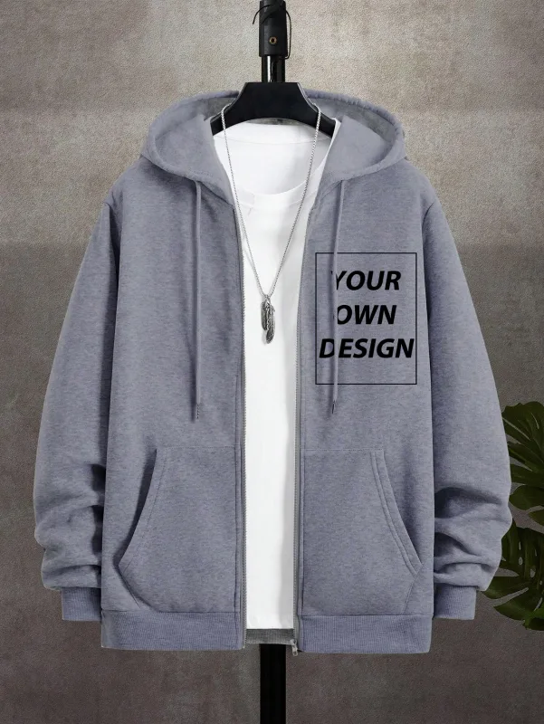 Sweat à capuche à fermeture éclair pour hommes, personnalisé, imprimé personnalisé, mode décontractée, manteau ample pour jeunes, vêtements de sport de base sur le campus, haut de poche de rue, M-3XL
