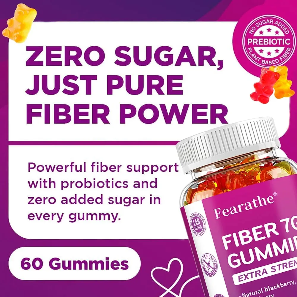 Prebiotic Fiber Gummies for Adults - 7G Fiber Extra Strength - Zero Sugar Added - Digestive Health & Regularity Support — image 3