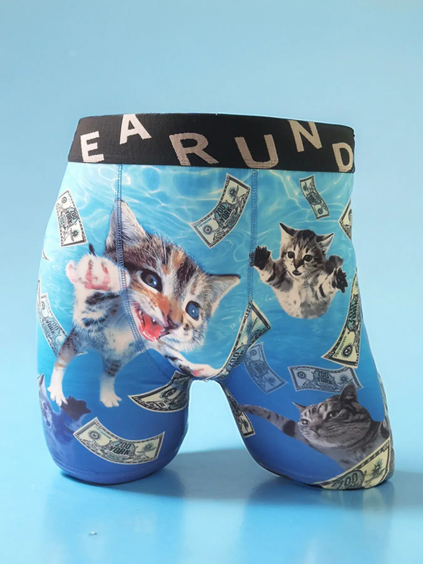 Moda Erkek 3D Kedi Baskılı Komik Desenli Tilament Pantolon Nefes Alabilir ve Rahat Hızlı Kuru Spor Boxer Külot Büyük Beden — image 3