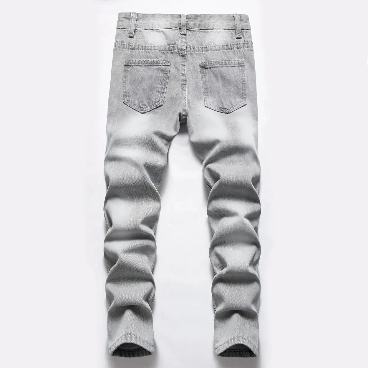 Τζιν Boys Straight Ripped Children Washed ταλαιπωρημένες τσέπες Stretch Casual Denim Παντελόνι Big Kids Streetwear 2025 Hole Παντελόνι — image 2