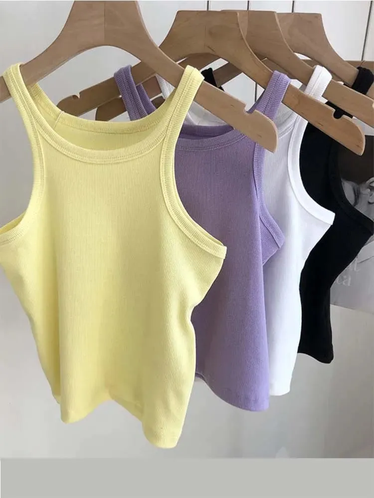 2024 Women Tank Tops Sexy Cropped Top Female Women Summer Camisole Camis Black White Sport Clothes For Women — image 3