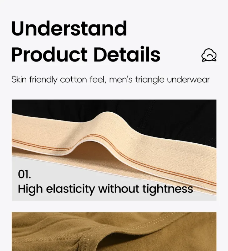 Men's pure cotton breathable and comfortable triangular underpants, mid-waist, skin-friendly and soft, teenagers' underpants 3256810188437944