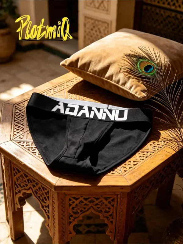 2PCS Mens Bikini Briefs Big Letter Print Wide Waistband Cotton Blend Soft Fabric 3D Contour Pouch Low Rise Male Underwear — image 4