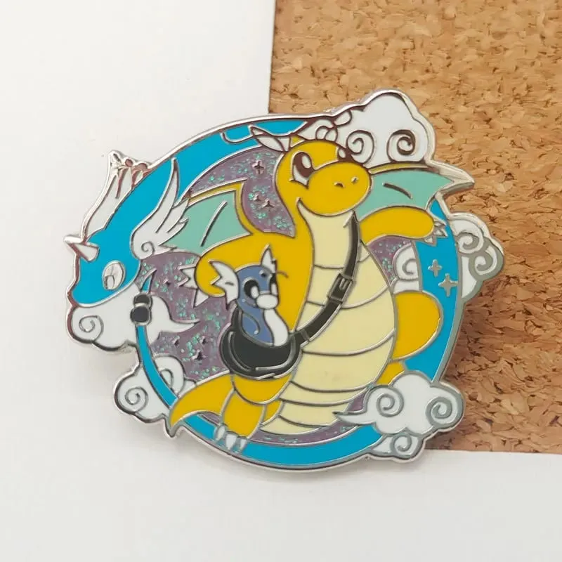 Anime Pokemon Charmander Men Chân Thu Thập Kawaii Khủng Long Kim Loại Hoạt Hình Thổ Cẩm Ba Lô Mũ Túi Cổ Ve Áo Huy Hiệu