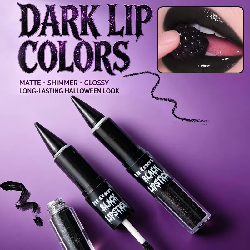 Halloween 2-in-1 Lip Gloss Matte Liner Liner Αδιάβροχο Υγρό Κραγιόν μακράς διαρκείας Ενυδατικό λαμπερό λαμπερό Lip Oil για πάρτι — image 4