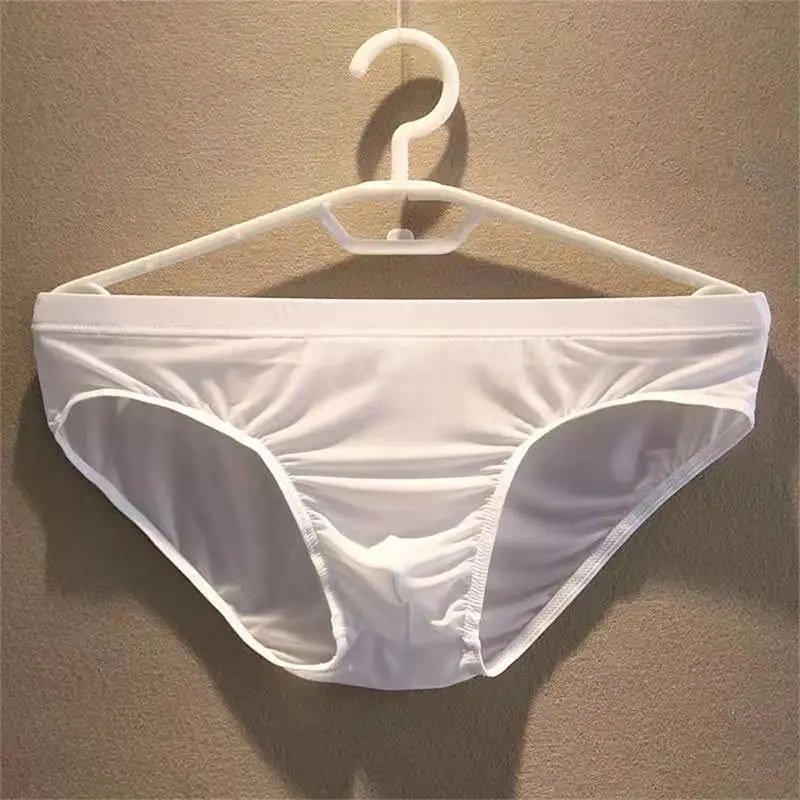 2pcs Big Pouch Nylon Men Underwear Briefs Ice Silk Male Seamless Underpants Low-Waist Thin Panties Plus Size — image 7