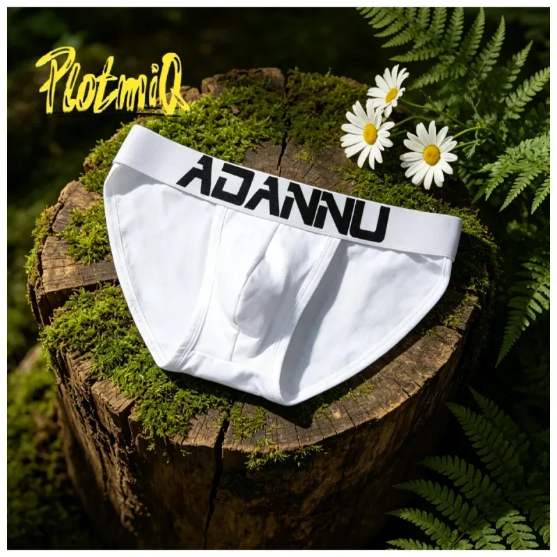 2PCS Mens Bikini Briefs Big Letter Print Wide Waistband Cotton Blend Soft Fabric 3D Contour Pouch Low Rise Male Underwear — image 2