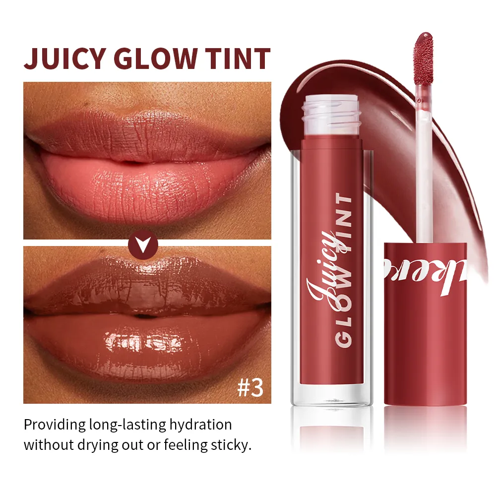 Juicy Glow Lip Tint Mirror Shine Lip Gloss Deep Hydrating Long-Lasting Dewy Moisturizing Non-Sticky High Shine Tinted Lip Makeup — image 4