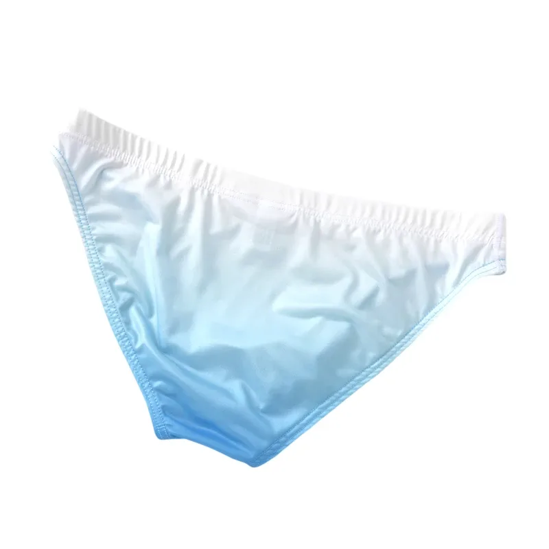 Ice Silk Mens Briefs Underwear With Gradient Color Pouch Breathable Sexy Bikini Slips Low Waist Male Butt-lifting Panties Cuecas — image 9