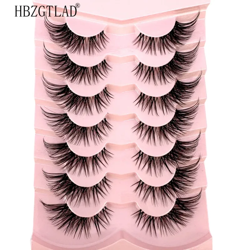 7/8PairsCat Eye Eyelashes manga Lashes 3D Clear Band Lashes naturalHalf Lashes End Eye Eyelonged Mink Eyelashes Αφράτες βλεφαρίδες — image 26