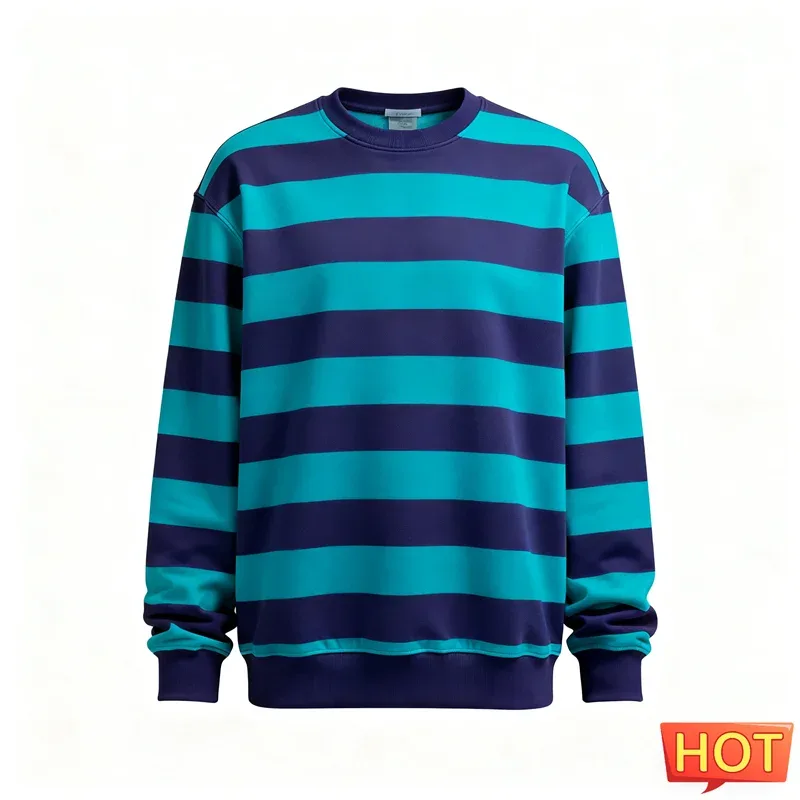 Moda listrado moletom gráfico para homem simples na moda manga longa 3d impresso feio moletom casual pullovers de grandes dimensões — image 10