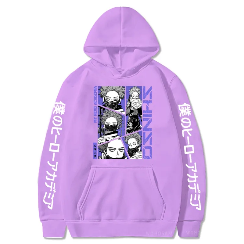 Sudaderas con capucha de My Hero Academia para hombre y mujer, suéter con estampado de Shinso Hitoshi, sudaderas con cuello redondo de estilo de dibujos animados Harajuku, Sudadera con capucha de calle para hombre y mujer — image 26