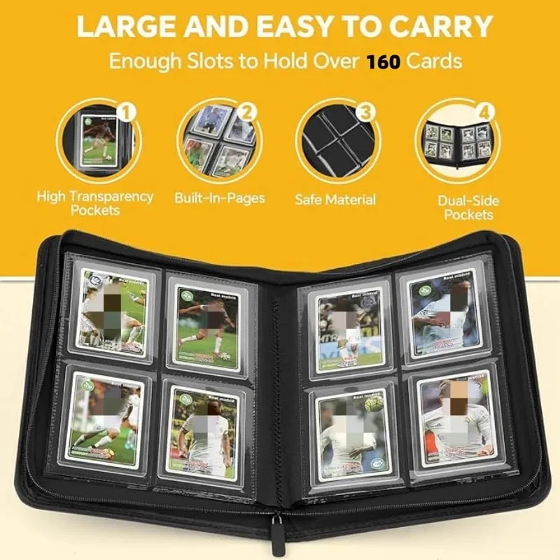 TopLoader 4-Pocket Card Binder (160 Cards) – Μαύρο/Αποθηκευτικός χώρος βιομηχανικής αντοχής για κάρτες TCG και αθλητικές κάρτες. Το όνειρο του συλλέκτη