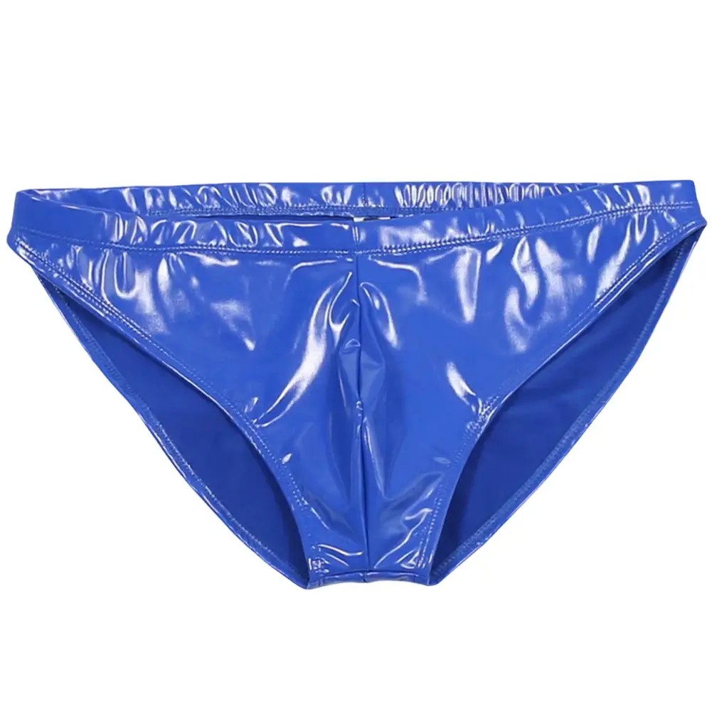 Men Sex Faux Latex Brief Glossy Patent Leather Package Hip Gay Underwear Lingeri Smooth Thongs Candy Color Thong T-Back — image 8