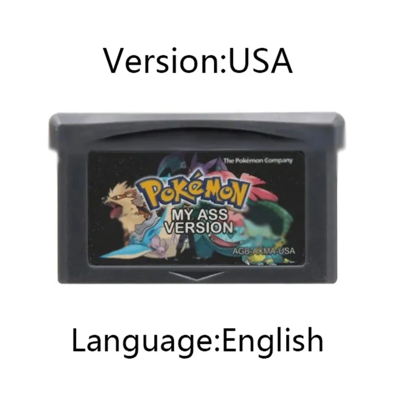 GBA Pokemon Game Cartridge 32-Bit קונסולת משחקי וידאו כרטיס Ash Grey Liquid Crystal Light Platinum Moemon Emerald שפה אנגלית