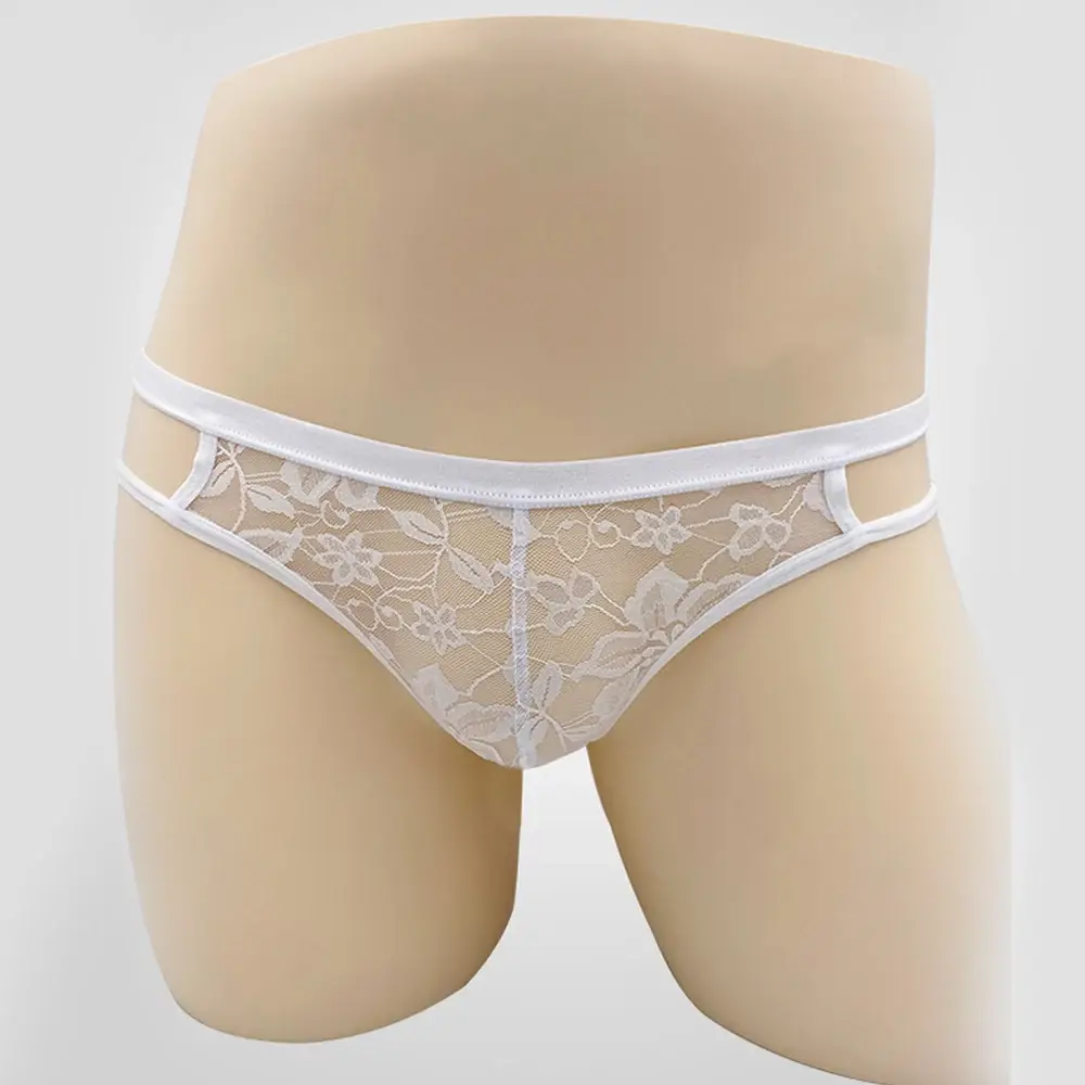 ชุดชั้นในเซ็กซี่ชาย G-Strings ชุดชั้นใน Exotic กางเกง SHEER Lace POUCH Hollow OUT Lace ดอกไม้รูปแบบเข็มขัดปรับ — image 14