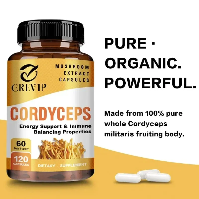 Cordyceps Mushroom Capsules - Boost Energy and Endurance Enhance Memory and Concentration and Relieve StressSupplementsSupplem