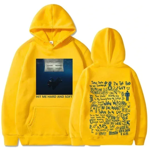 Hit Me Hard and Soft Tour Hoodie Billie Pullover Männer Sänger Grafikdruck Herbst Winter Fleece Sweatshirts für Fans