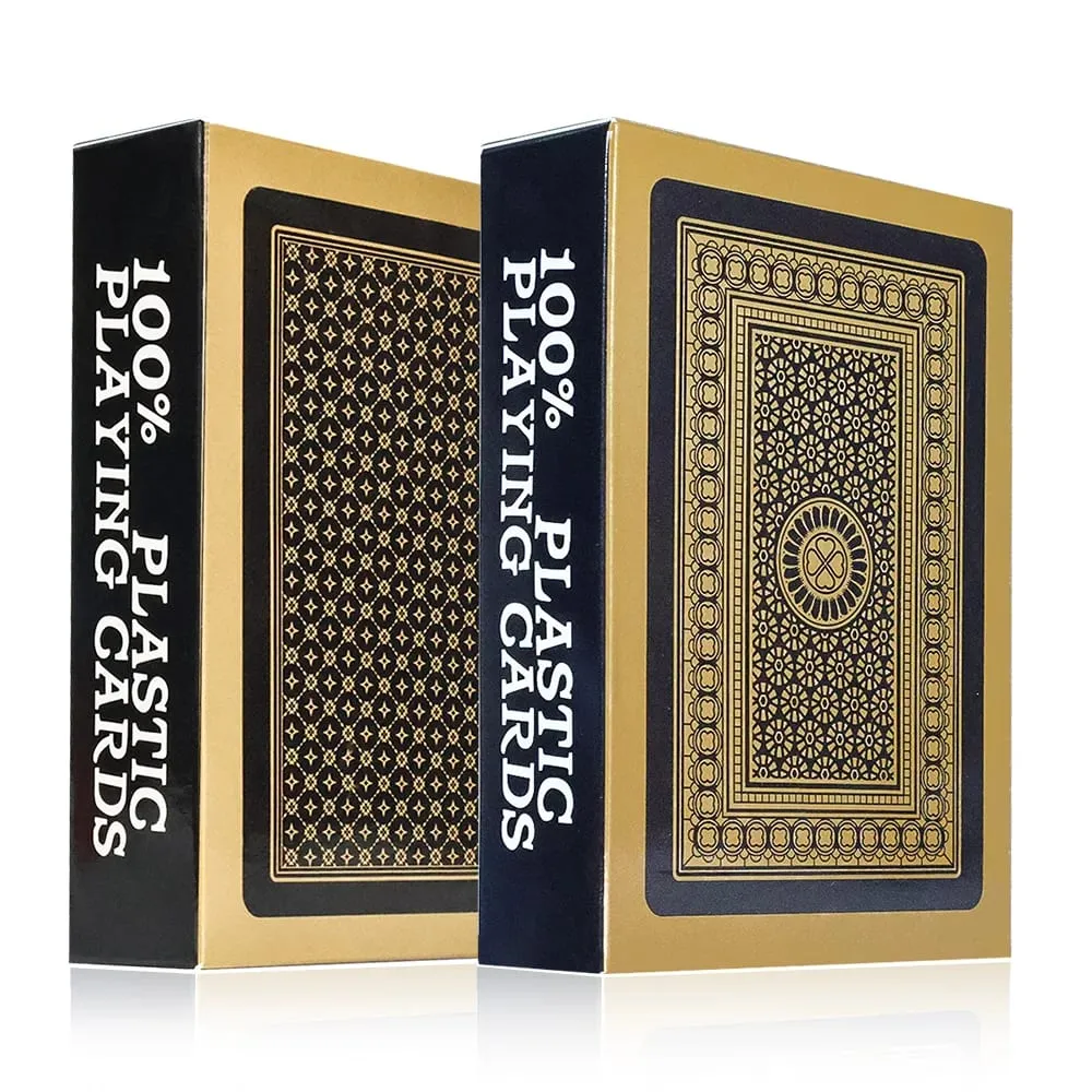Premium Black Glod Playing Cards PVC Plastic Waterproof Durable Poker Cards Large Character Deck of Cards for Parties