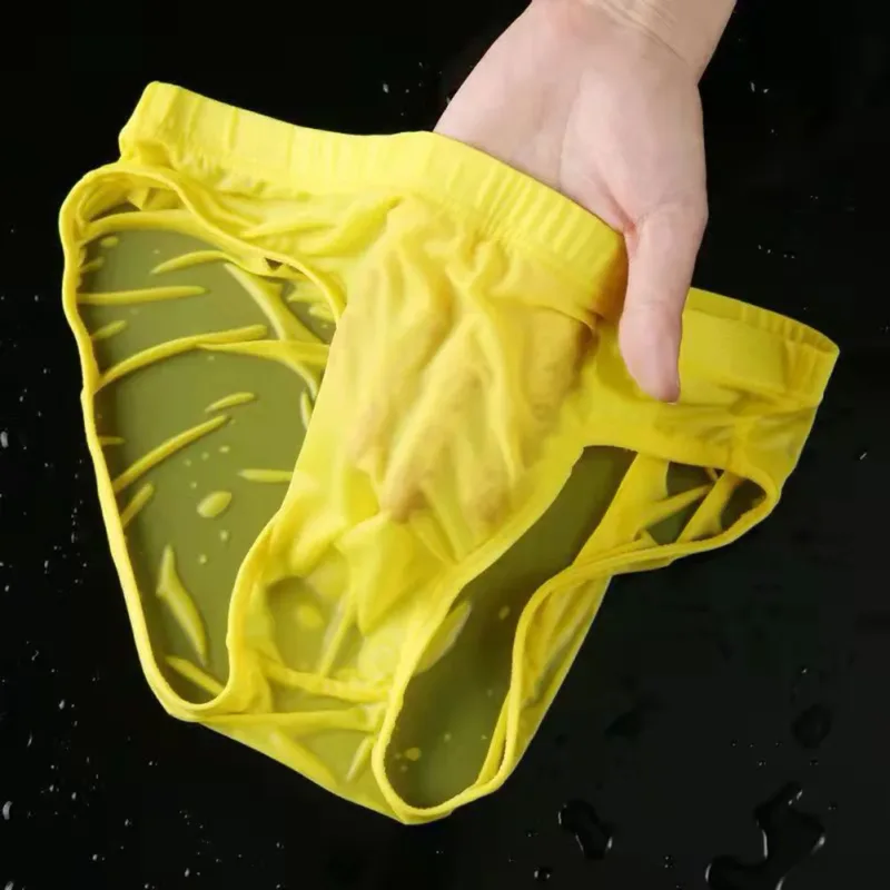 Men Sexy Sheer Ice Silk Briefs Underwear Quick-Dry U Convex Pouch Breathable Low-Waist Underpants Summer Cooling — image 11