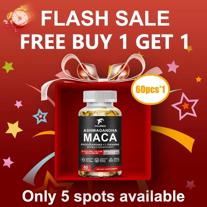 【Buy 1 Get 1 Free】KSM 66 Ashwagandha Root Extract Capsules 5000mg with MACA - Support Sleep Health Stress Focus Brain Ener