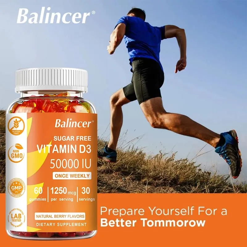High Potency Vitamin D3 50 000 IU - Immune Support Bone Teeth Heart and Nerve Health Antioxidant - Gluten-Free Non-GMO