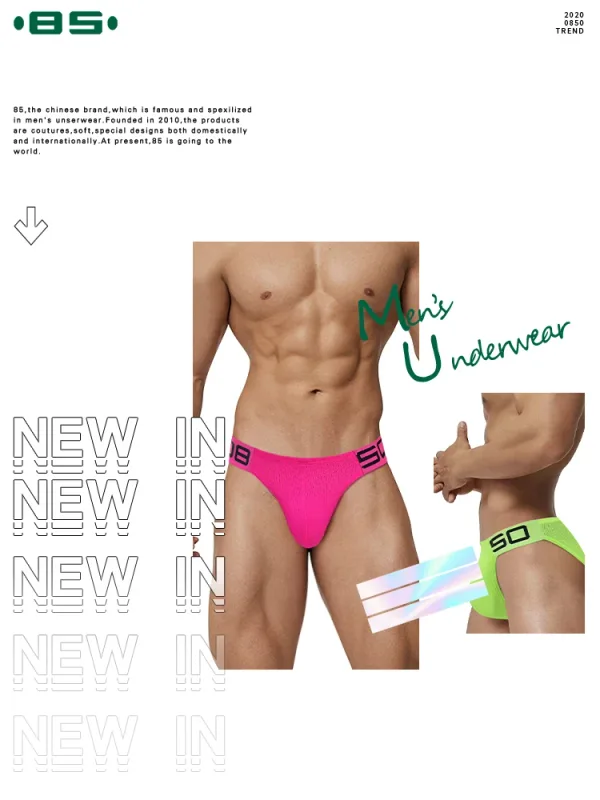 Men's Nylon Blend Mesh Breathable Briefs Horn Splice Letter Embossed Wide Elastic Waistband Fluorescent Color Sexy Underwear — image 9