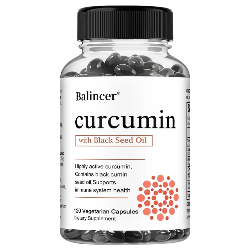 Turmeric Curcumin Capsules Supplement with Black Seed Oil Extract for Joint Digestive & Immune Support Brain Cognition