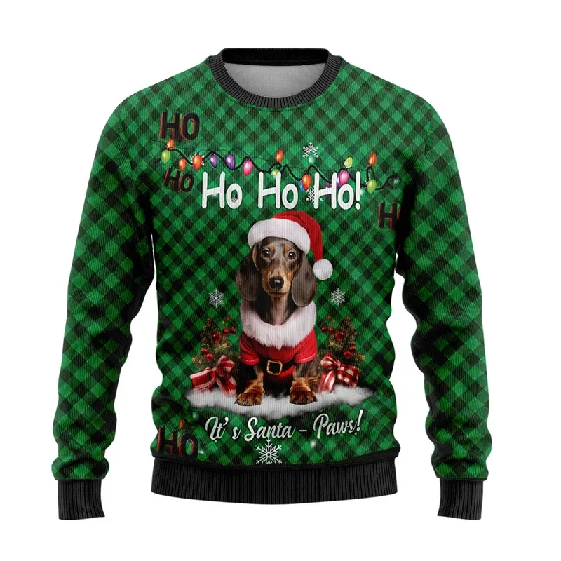 Niedlicher Tier-3D-gedruckter hässlicher Weihnachtspullover für Männer und Frauen, lustiges Totenkopf-Design, grafische Sweatshirts, lässige Rundhals-Tops — image 2