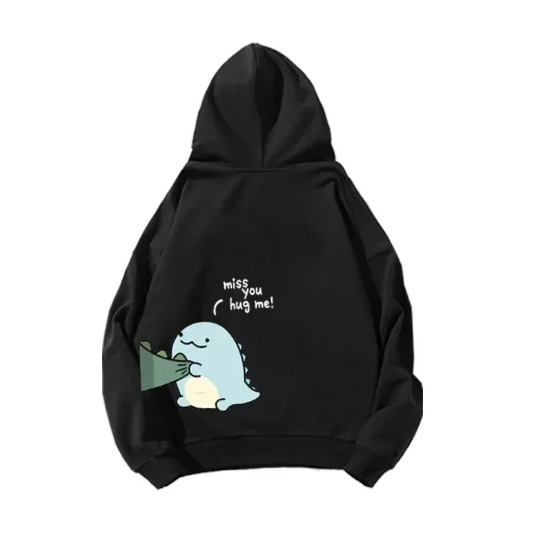 Herbst und Winter süßer Rock-Dinosaurier-Modedruck für Herren, lässig, Harajuku, Y2k, Cartoon-Paar-Hoodie als Geschenk für Paare — image 6