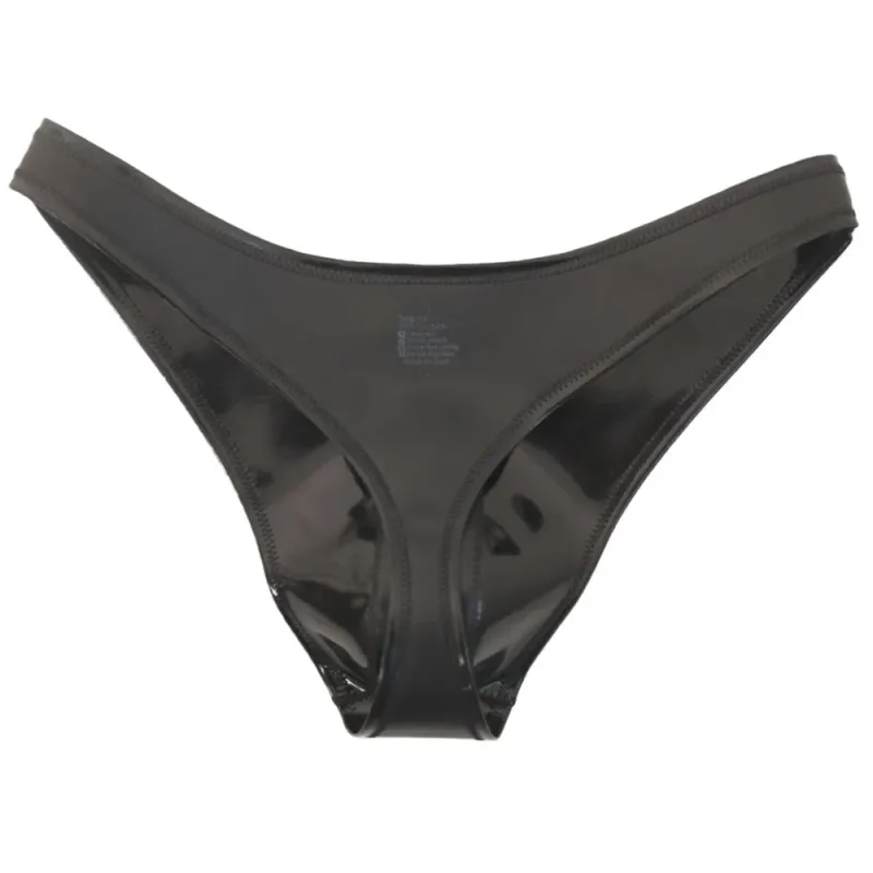Sexy Men Double Sided PU Hot Short Shiny U Convex Briefs Sexy Lingerie G-string PVC Faux Latex Low Waist Bikini Gay Wear Plus