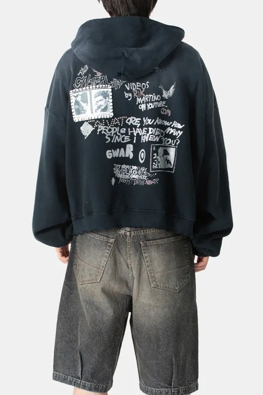 Nouveau surdimensionné PALY sweat à capuche pour homme femme lavé noir endommagé meilleure qualité décontracté Vintage Cardigan Zip sweats — image 4