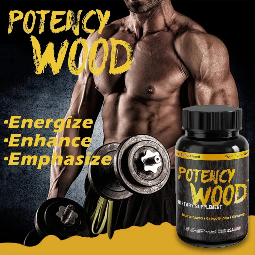 Potency Wood Herbal Supplements with Ginseng Ashwagandha 60 Capsules Adaptogen Energy Stamina Immune Αντιοξειδωτικά Υγεία του εντέρου
