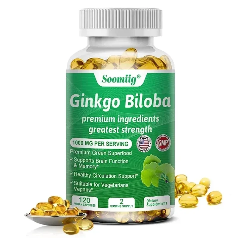 Ginko Biloba Capsules - Brain Supplement for Memory and Focus - Ginkgo Biloba Supplements for Good Vision