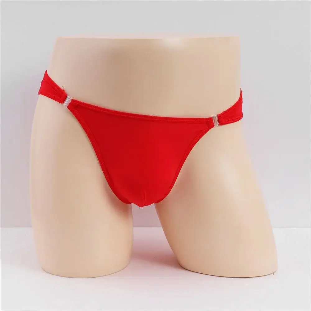 Sexy Heren U Bolle Nylon Slips Afneembare Gesp Lage Taille Ijs Zijde Ondergoed Comfortabele Melk Zijde Naadloze Dunne Slipje