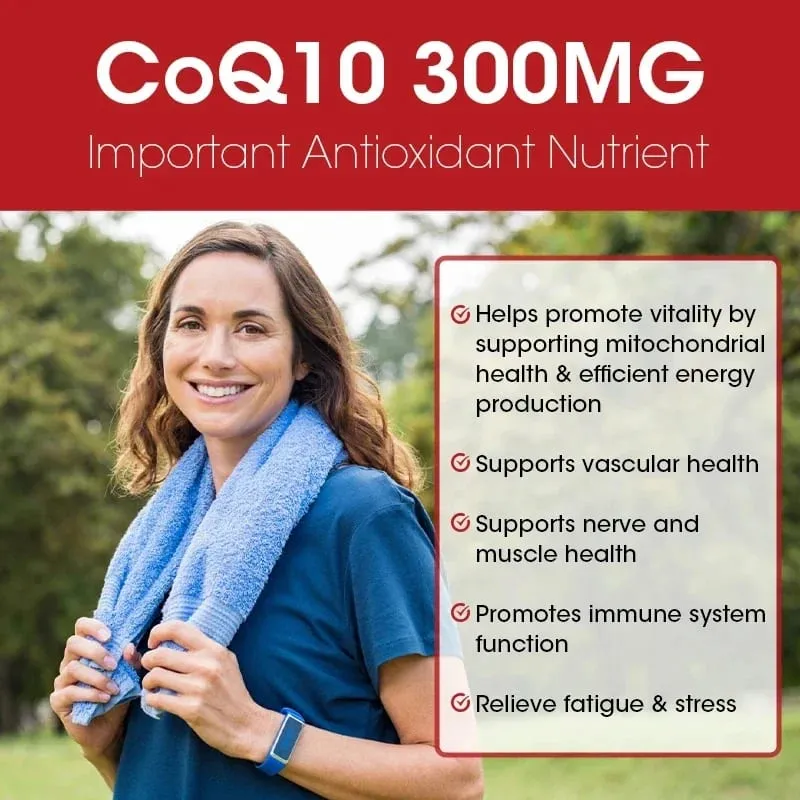 CoQ10 Softgels - Συμπλήρωμα συνένζυμου Q10 (ουβικινόνη) Αντιοξειδωτικό υψηλής απορρόφησης που υποστηρίζει την υγεία της καρδιάς και την παραγωγή ενέργειας